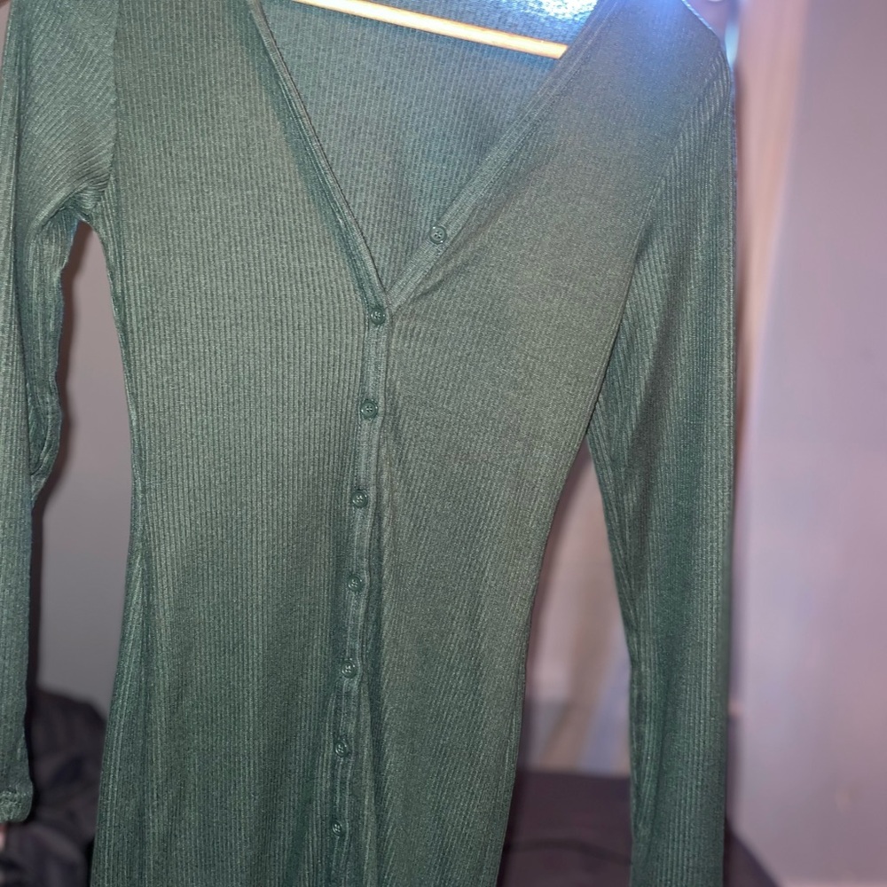 Elegant Green Button-Down Dress-ARDENE